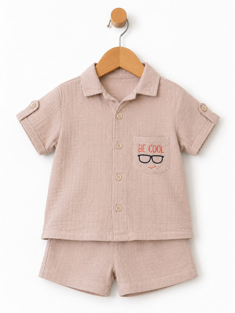 Pure Cotton Baby Shirt & Shorts Set | Be Cool Summer Co-Ord | Unisex Baby Wear