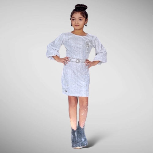 Elegant Imported Fabric Midi Dress for Girls - ShoppingMood