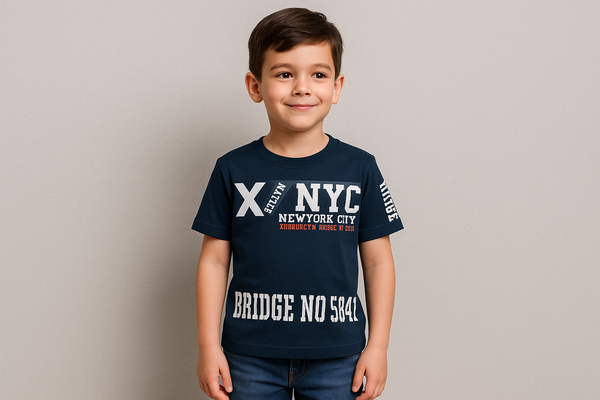Stylish Navy Blue NYC Graphic T-Shirt for Boys