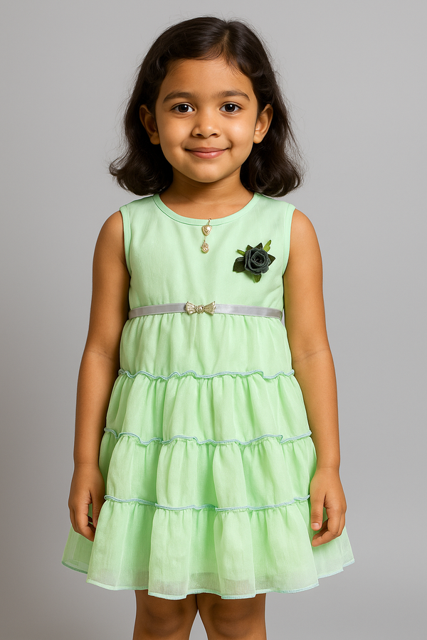 Mint Green Layered Chiffon Frock – Elegant & Breezy Party Wear