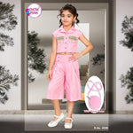 Girls Pink Cotton Capri Set with Handbag