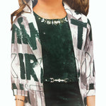 Title: Stylish Kids Velvet Dress with Printed Cardigan