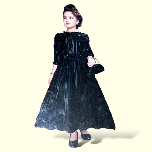 Exquisite Black Long Gown for Girls – Imported Fabric