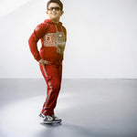 Stylish Red Boys' Hooded Tracksuit with Bear Design