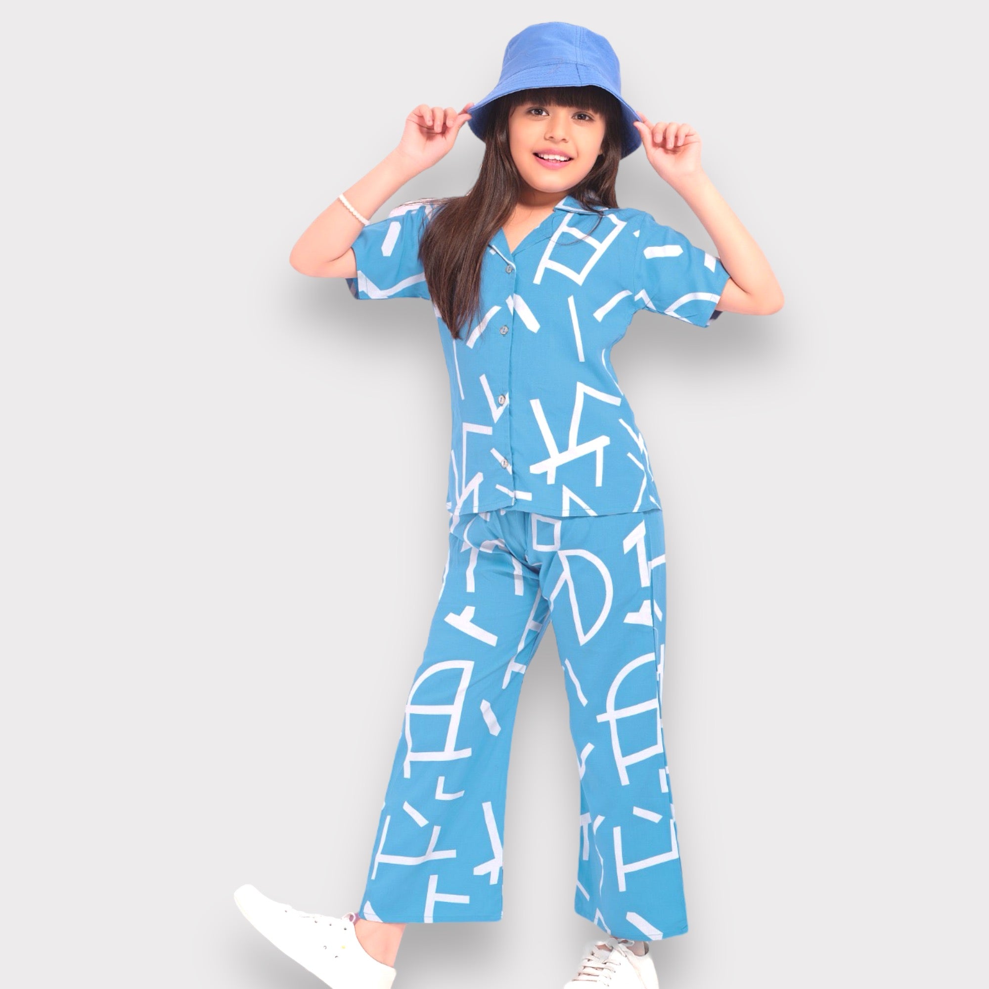 Kids Cool Blue Alphabet Co-ord Set - ShoppingMood