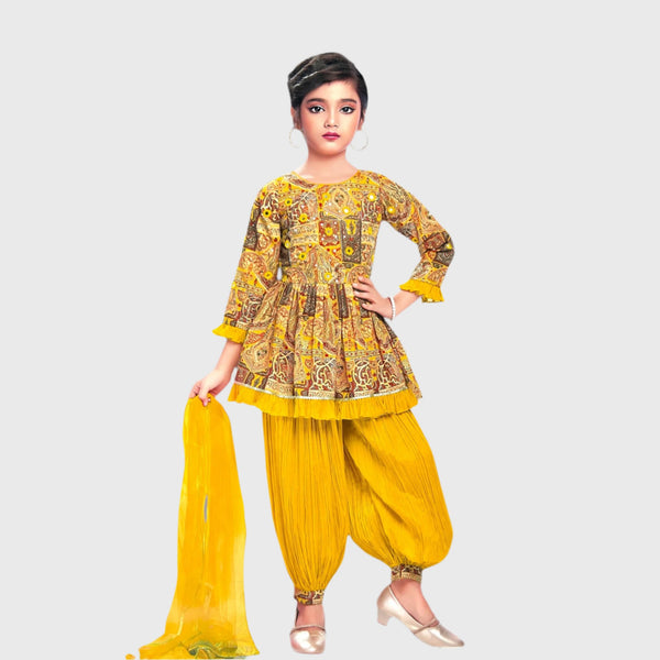 Elegant Mustard Yellow Sahara Set for Girls