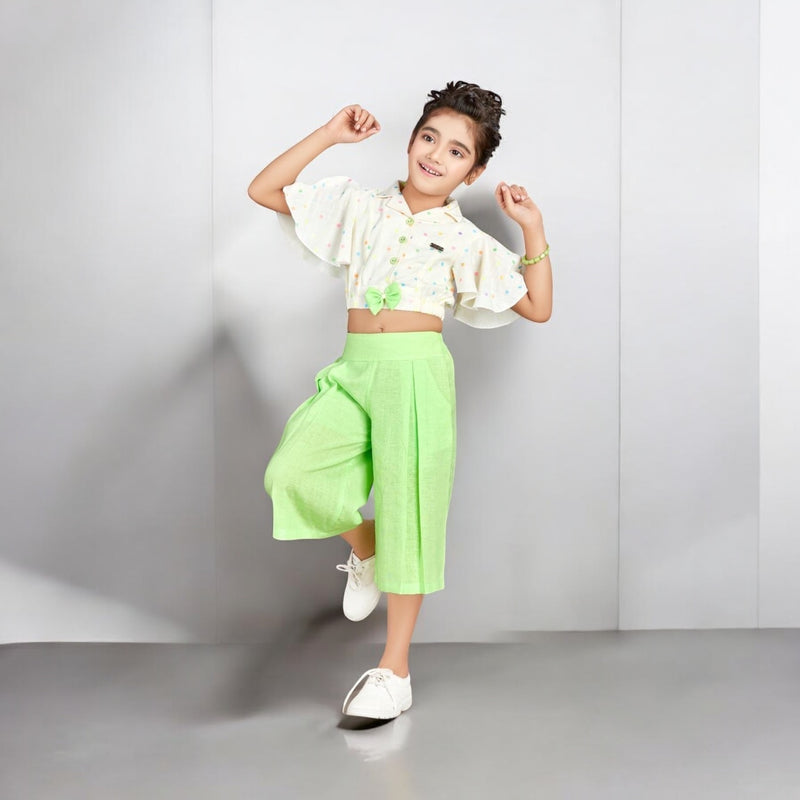 Girls Green Cotton Capri Set