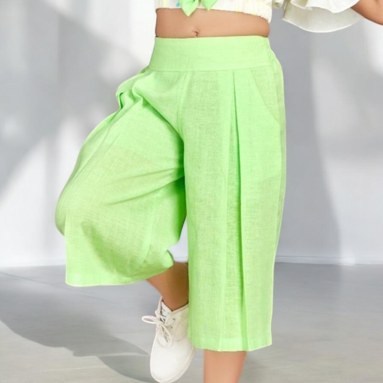 Girls Green Cotton Capri Set - ShoppingMood