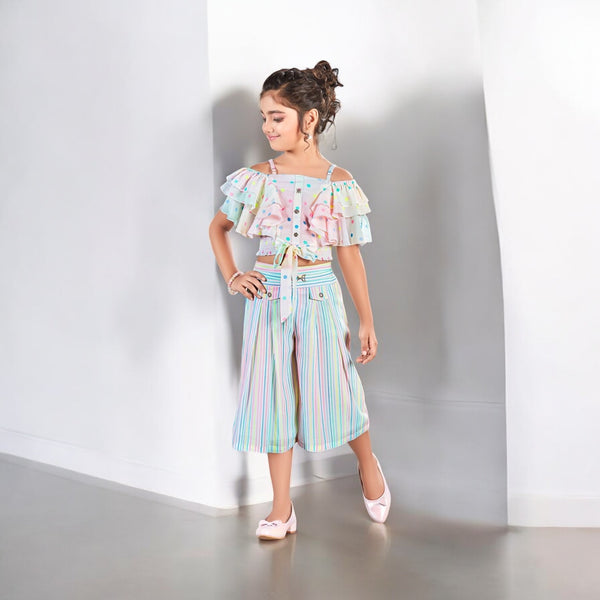 Girls Multicolor Cotton Capri Set