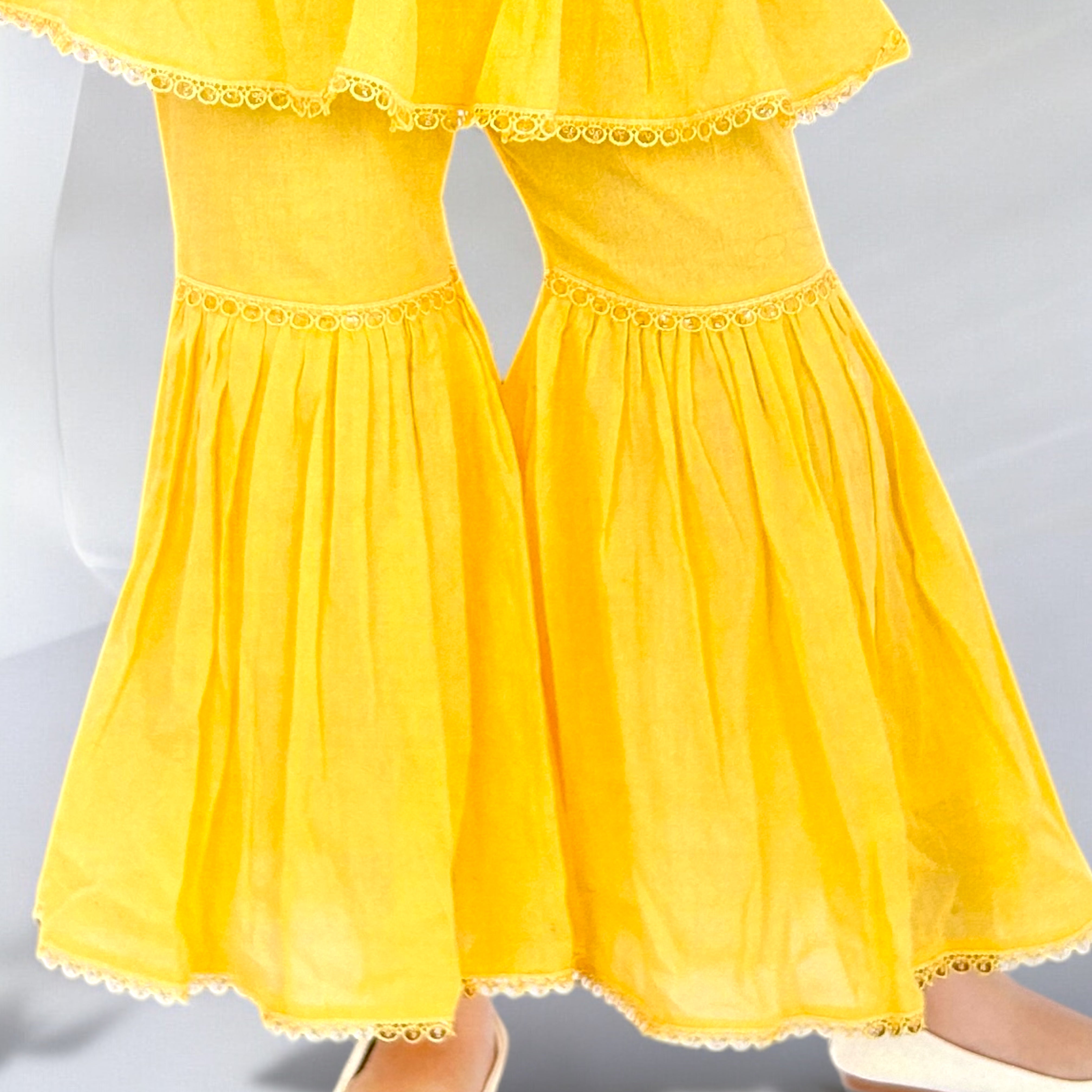 Bright Yellow Cotton Sahara for Girls - ShoppingMood